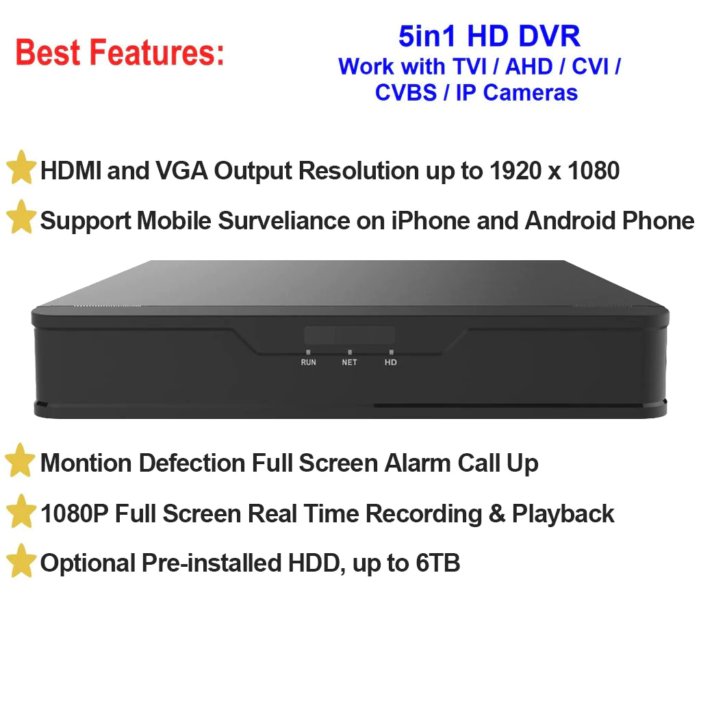 NEW [APD-16] APPRO 16CH HYBRID H.265+/H.264 5IN1 (TVI, AHD, CVI, ANALOG CVBS AND IP) HD DVR W/ HDMI VGA OUTPUT MOBILE-APP MOTION REAL TIME RECORDING