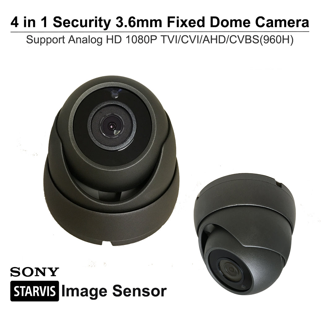 [FDT2-36] APPRO 3.6mm Fixed Lens Dome Outdoor Surveillance Camera, 1080P Full HD, 2.4MP 4in1 (TVI/AHD/CVI/CVBS), Smart IR Tech, Analog CCTV Security Camera, Metal, Black, TEL Live Local Service