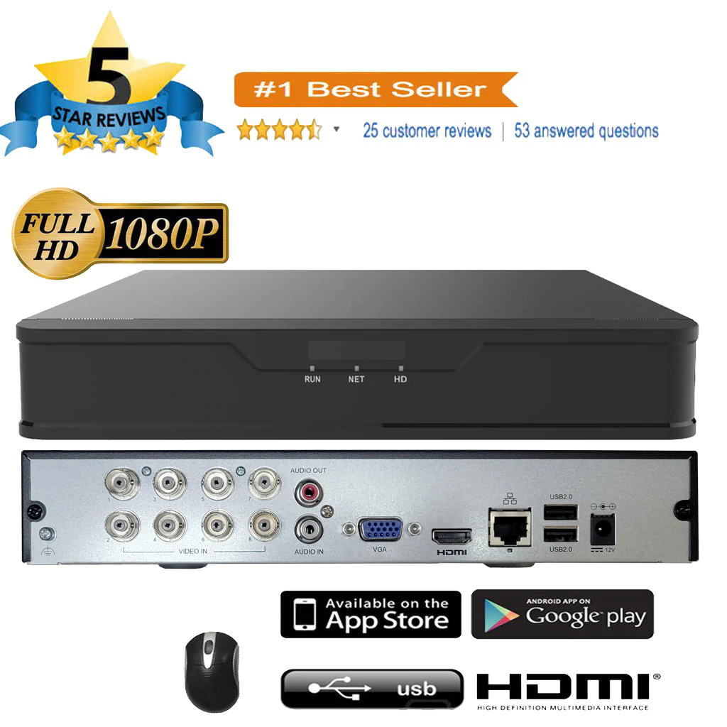 NEW [APD-08] APPRO 8CH HYBRID H.265+/H.264 5IN1 (TVI, AHD, CVI, ANALOG CVBS AND IP) HD DVR W/ HDMI VGA OUTPUT MOBILE-APP MOTION REAL TIME RECORDING