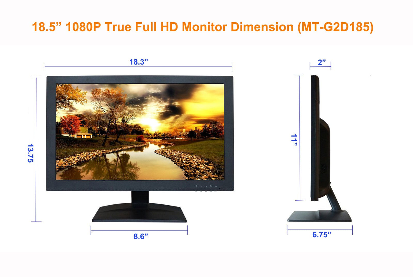 101AV 18.5" Security Monitor Full HD 1080P 1920x1080 HDMI VGA BNC inputs - 101AVInc.